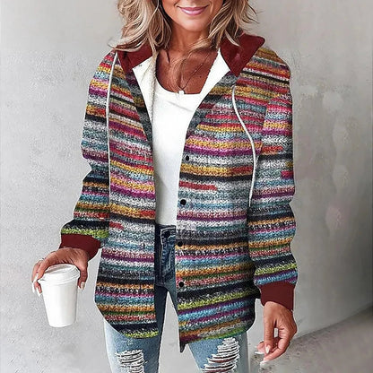 Dame Sommerjakke Vest Med Print Og Hætte Til Kølige Aftener